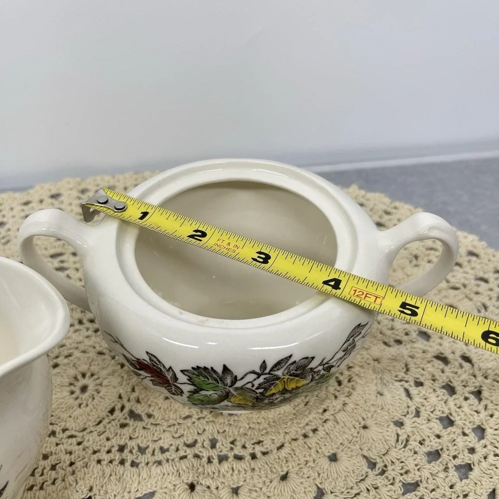 Vintage 1955 J & G Meakin Welcome Home Sugar & Creamer Set England Missing Lid